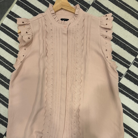 Ann Taylor Soft Pink Large Petite Eyelet Trim Sleeveless Top - Picture 5 of 5